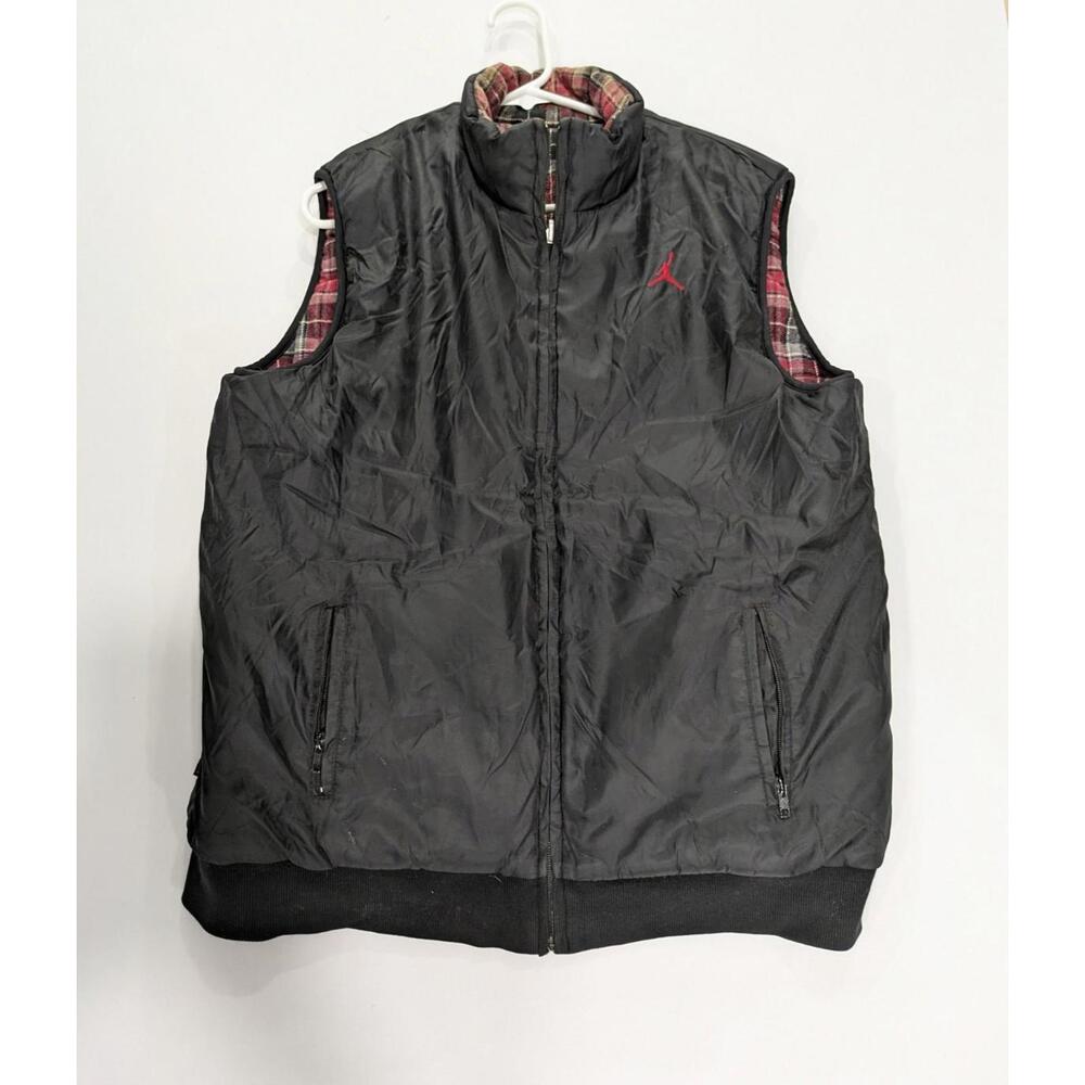 Youth Nike Air Jordan Reversible Plaid Full Zip Sleeveless Jump Man Logo Vest XL